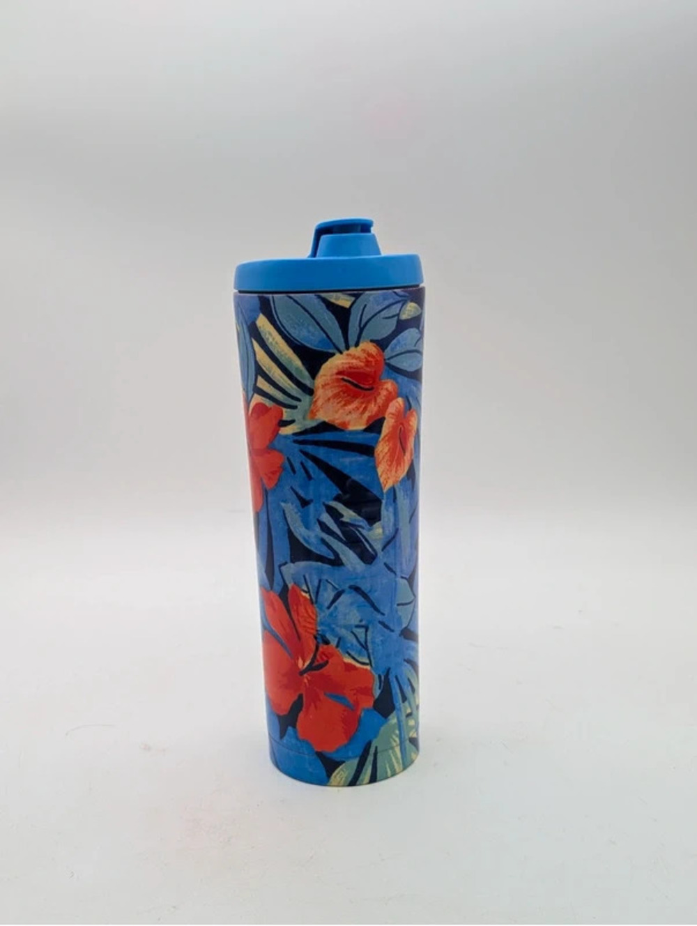 Dutch Bros Tropical Hibiscus Floral Flight Stainless Travel Tumbler Mug